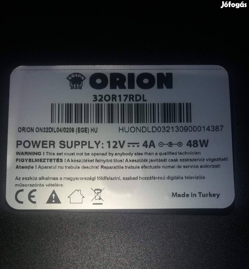 Orion 32OR17Rdl LED LCD tv háttér világítás 12V os! mainboard elkelt!