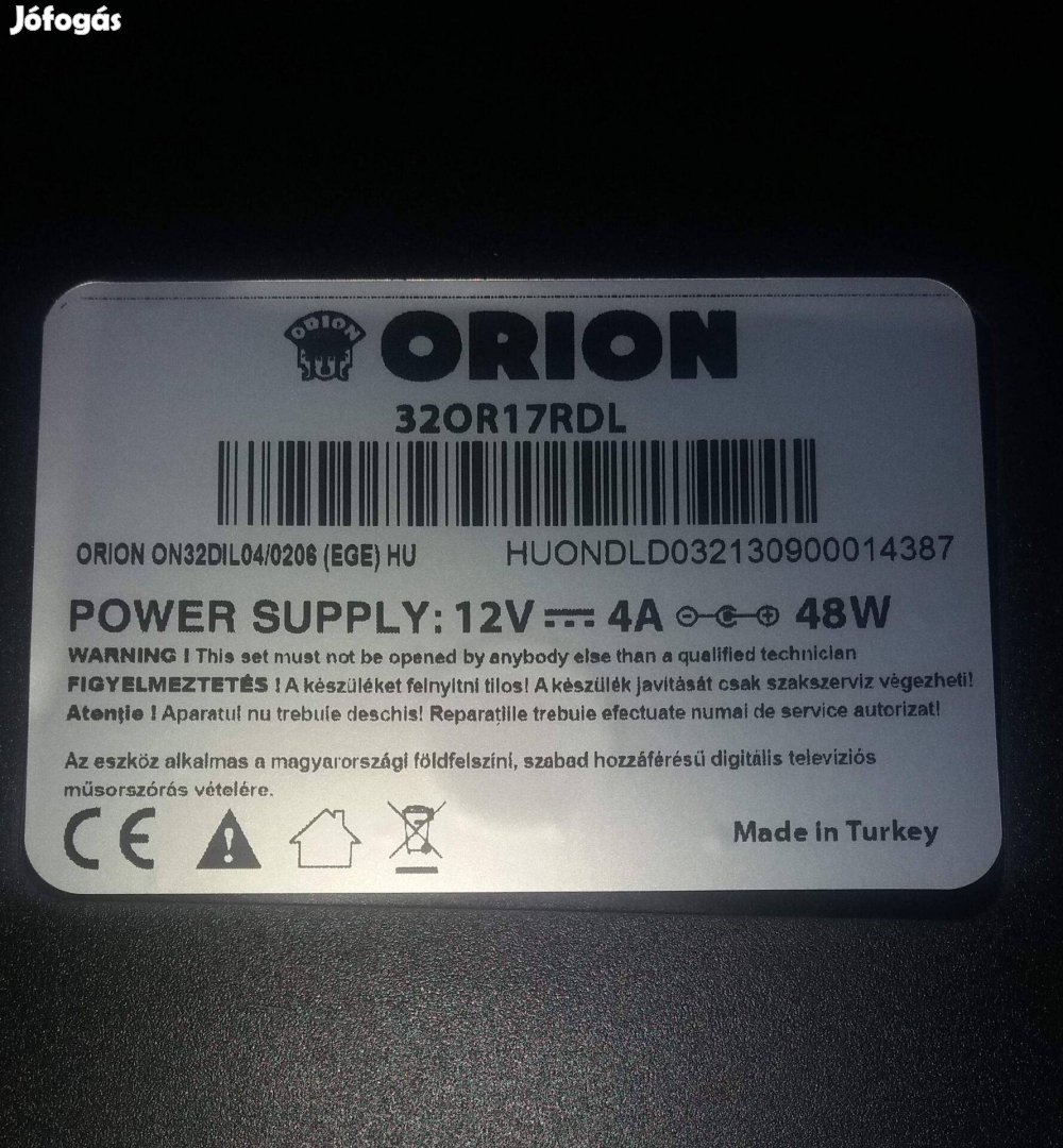 Orion 32OR17Rdl LED LCD tv háttér világítás 12V os! mainboard elkelt!