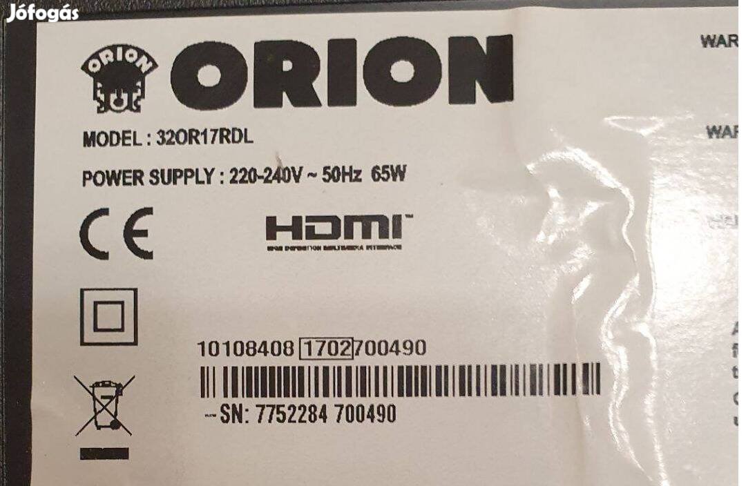 Orion 32OR17Rdl LED LCD tv panelek alkatrésznek 17IPS12 17MB82S