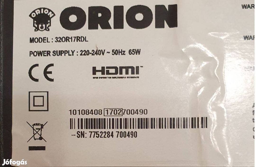 Orion 32OR17Rdl LED LCD tv panelek alkatrésznek 17IPS12 17MB82S