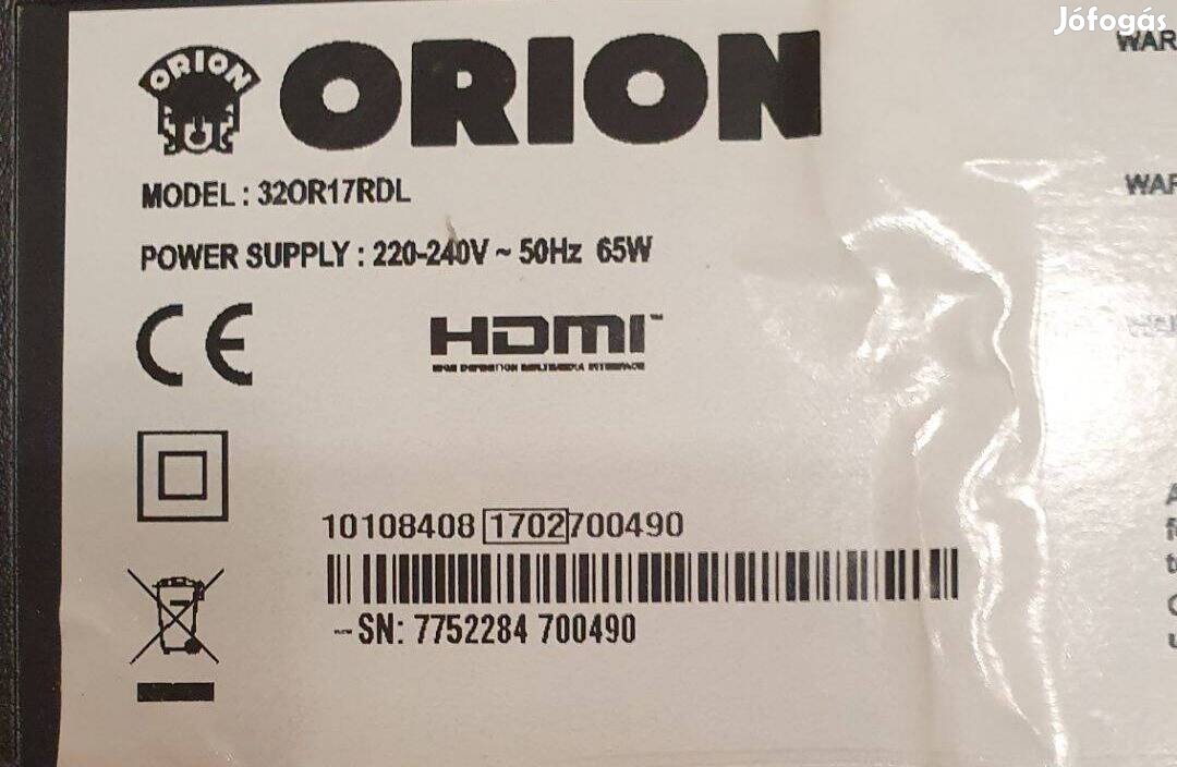 Orion 32OR17Rdl LED LCD tv panelek alkatrésznek 17IPS12 17MB82S