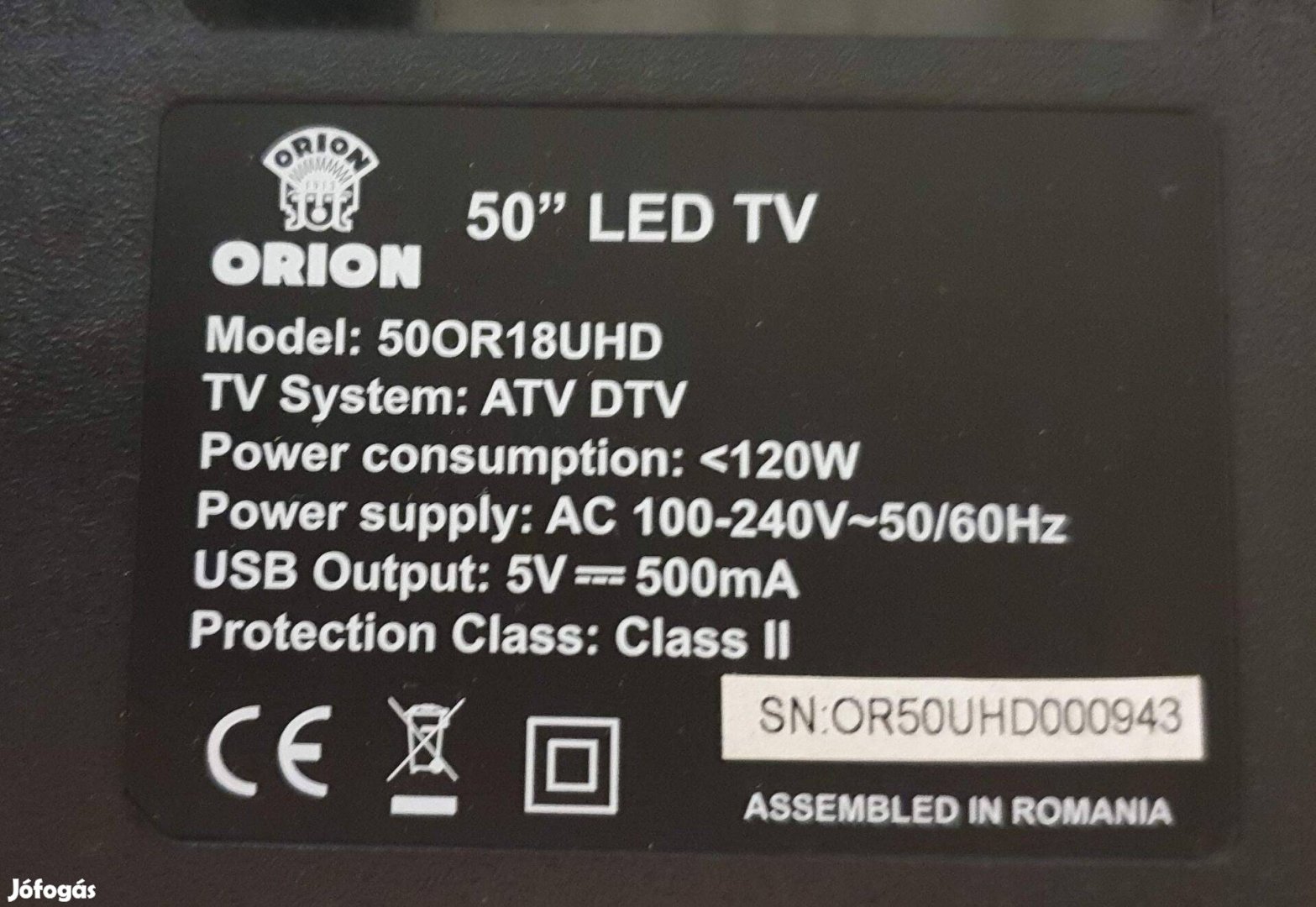 Orion 50OR18UHD Smart UHD 4K LED tv hibás törött alkatrésznek
