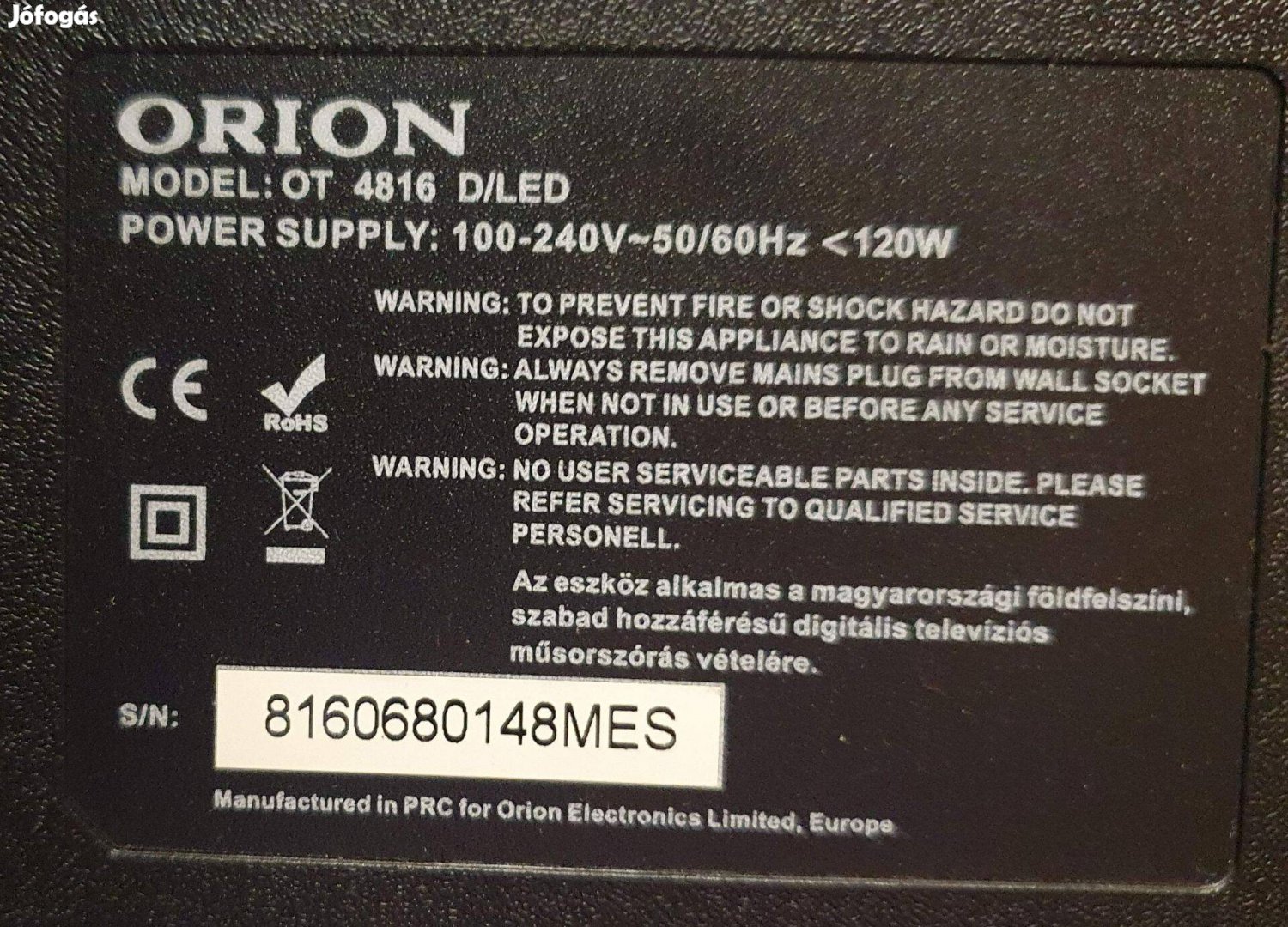 Orion OT4816 D/LED tv hibás törött alkatrésznek 48" CV9203H-A50