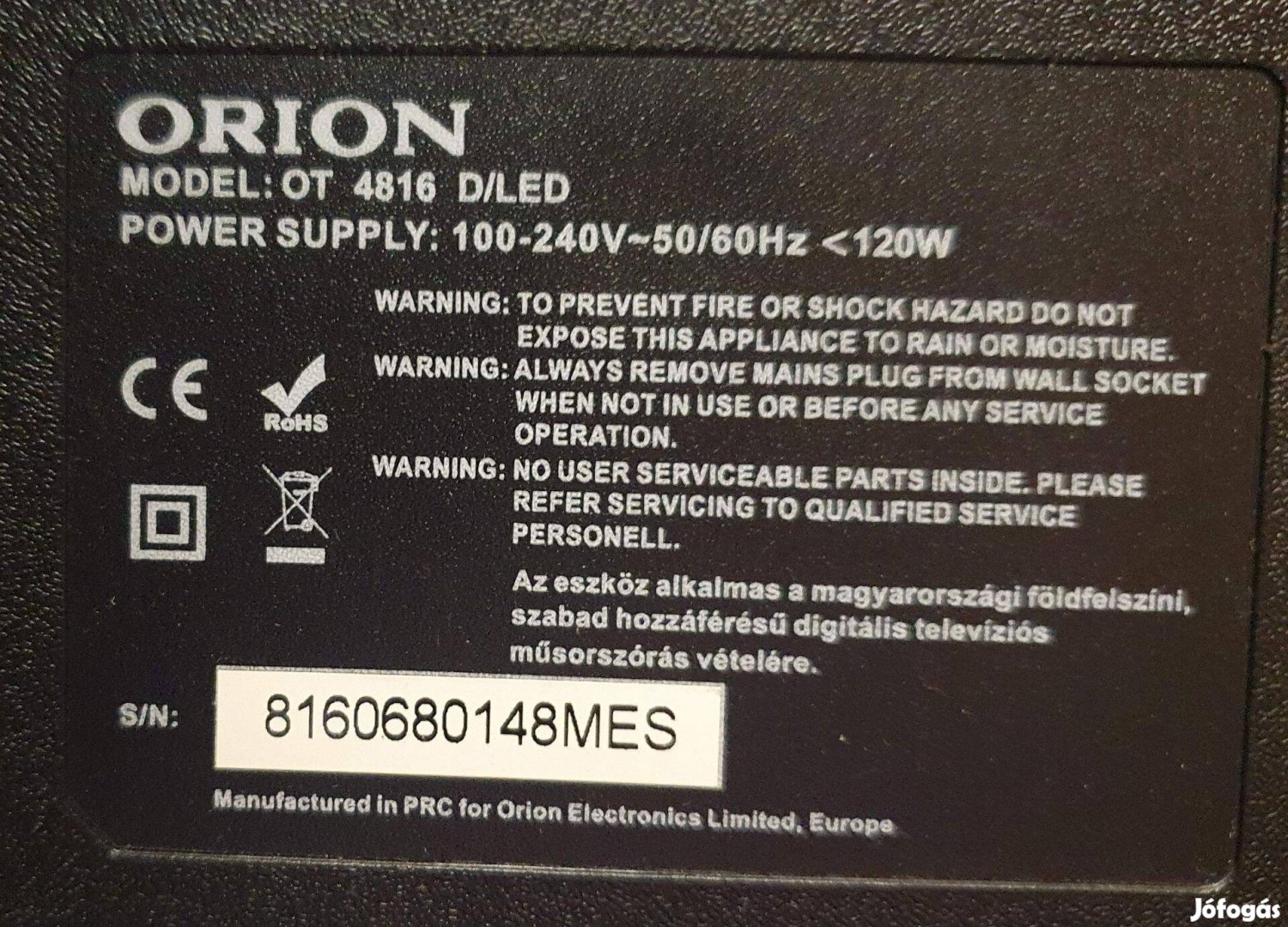 Orion OT4816 D/LED tv hibás törött alkatrésznek 48" CV9203H-A50