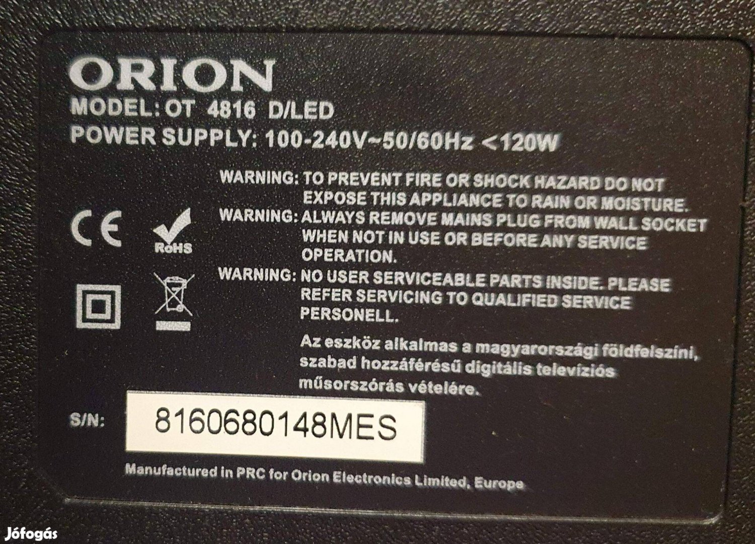 Orion OT4816 D/LED tv hibás törött alkatrésznek 48" CV9203H-A50