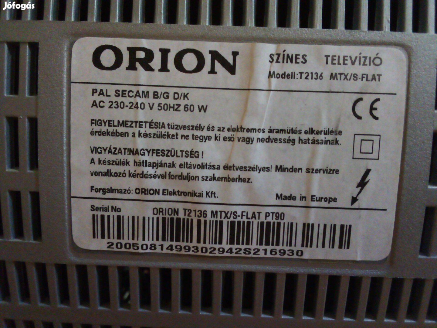 Orion T2136 Televízió, távirányítóval, használati útmutatóval!