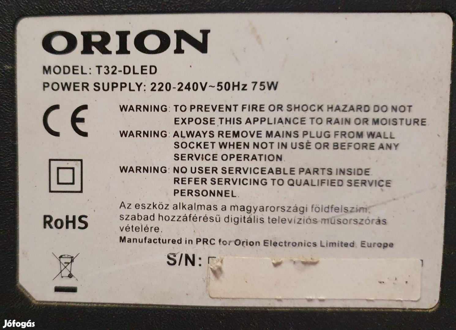 Orion T32-Dled LED törött tv alaplap TP.SIS231.PT85 alkatrésznek