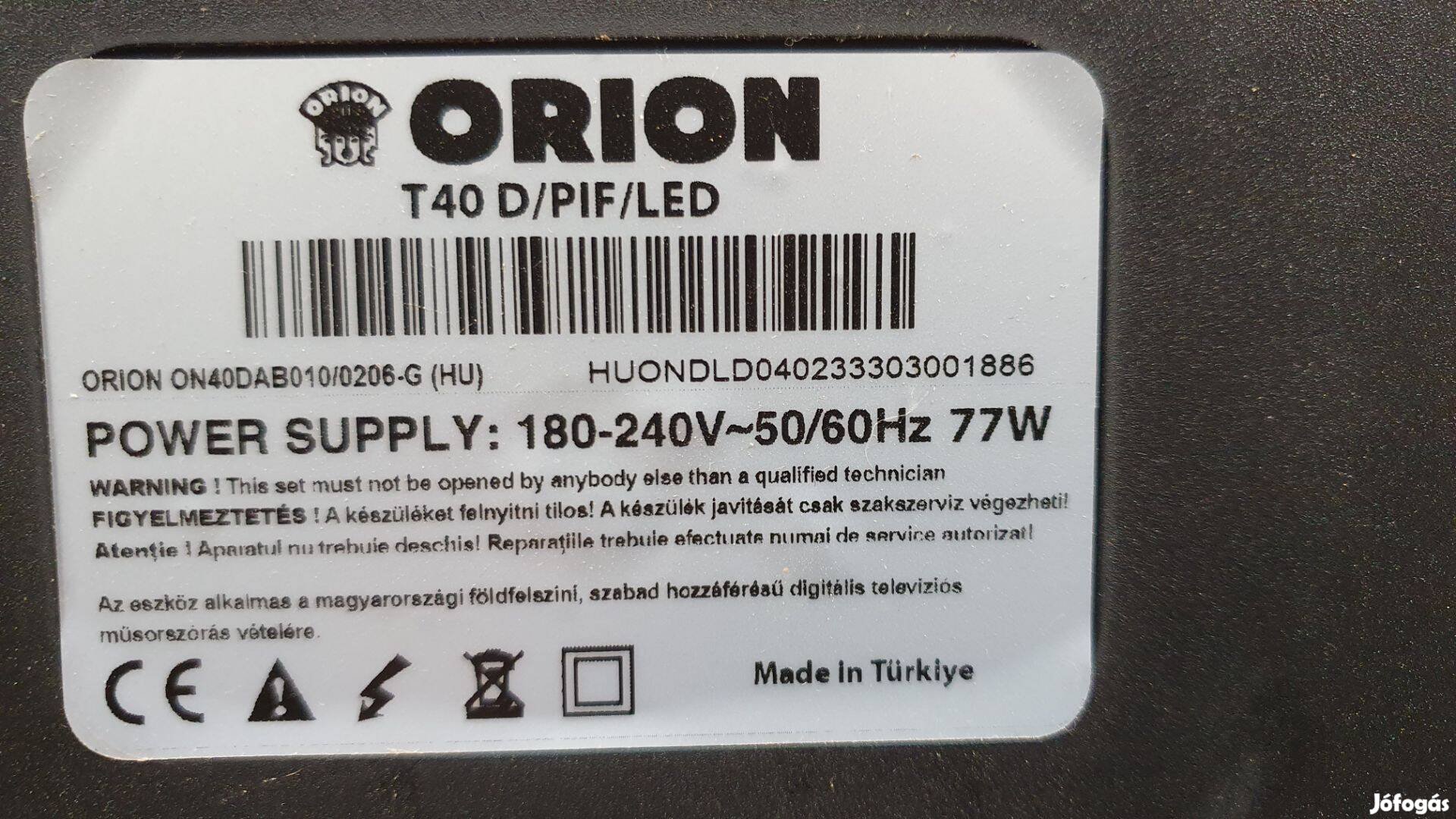 Orion T40D/PIF/LED LED LCD tv hibás törött alkatrésznek