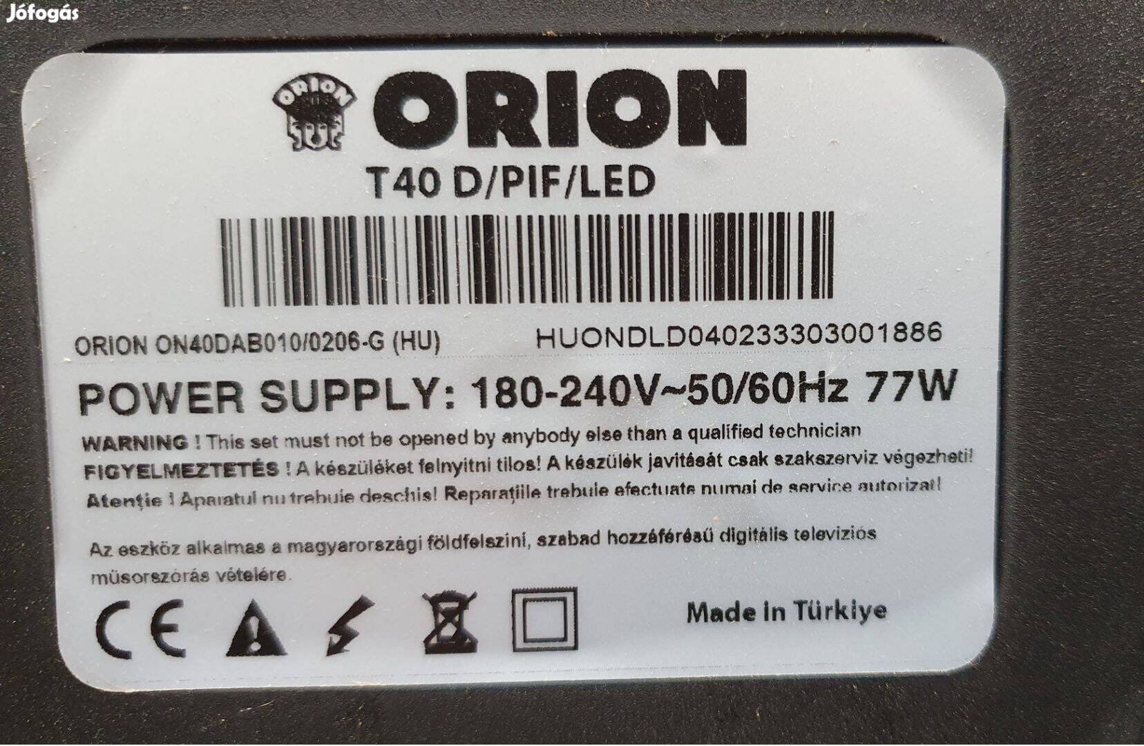 Orion T40D/PIF/LED LED LCD tv hibás törött alkatrésznek
