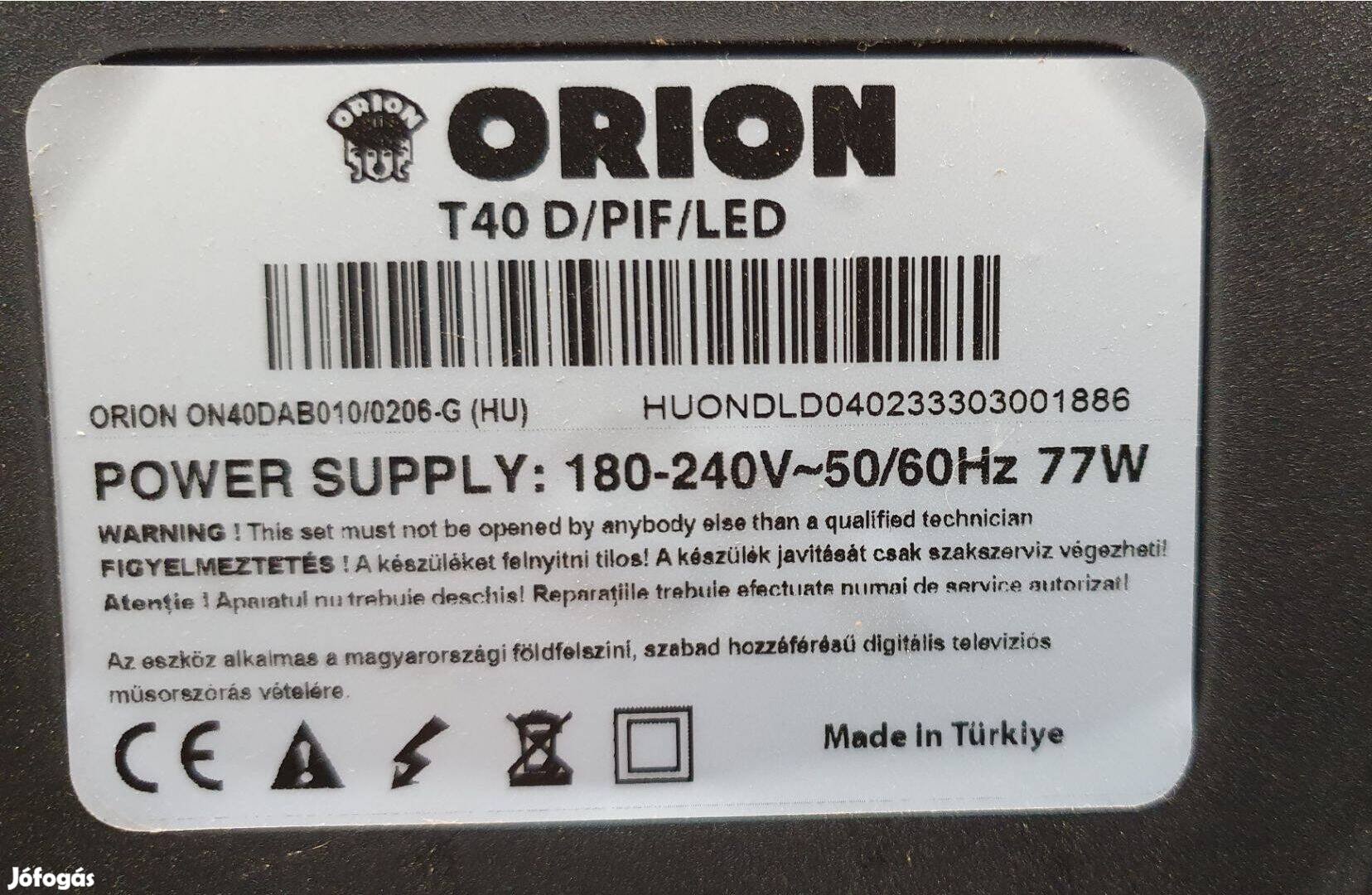 Orion T40D/PIF/LED LED LCD tv hibás törött alkatrésznek