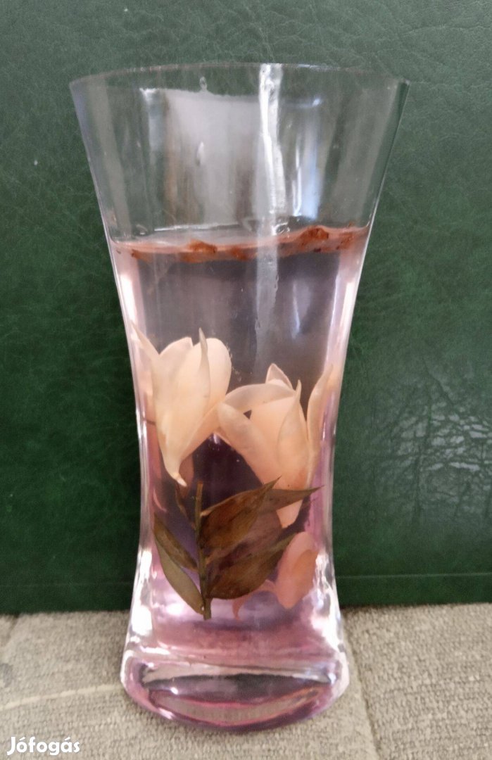 Örökvirág Szívem virágai üveg vázában lakásdísz Anyák napjára