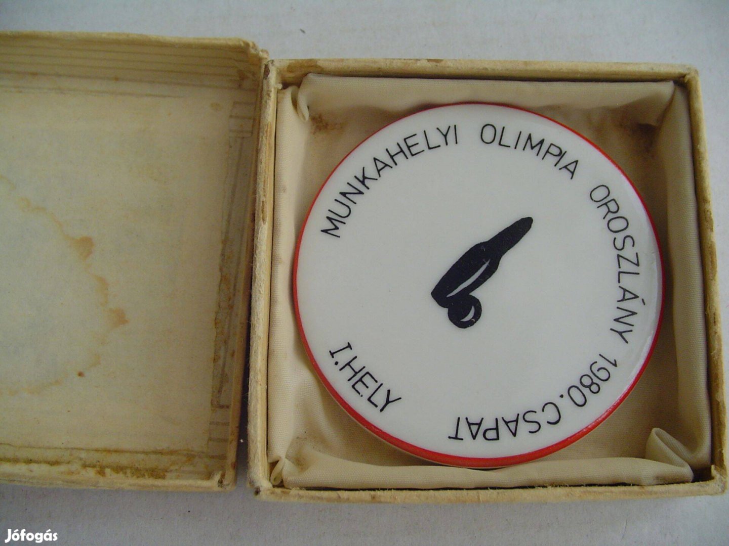 Oroszlányi Teke Olimpiai Hollóházi porcelán érem 1980-as