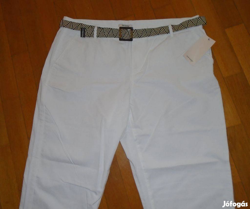 Orsay moletti fehér pamut nadrág saját övvel, címkés! XL