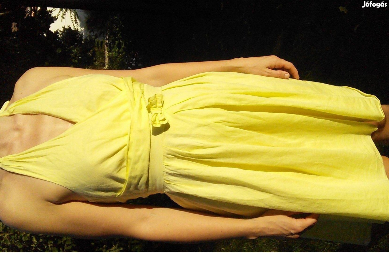 Orsay sárga női ruha 36 pamut nyakbakötős ujjatlan 36-os