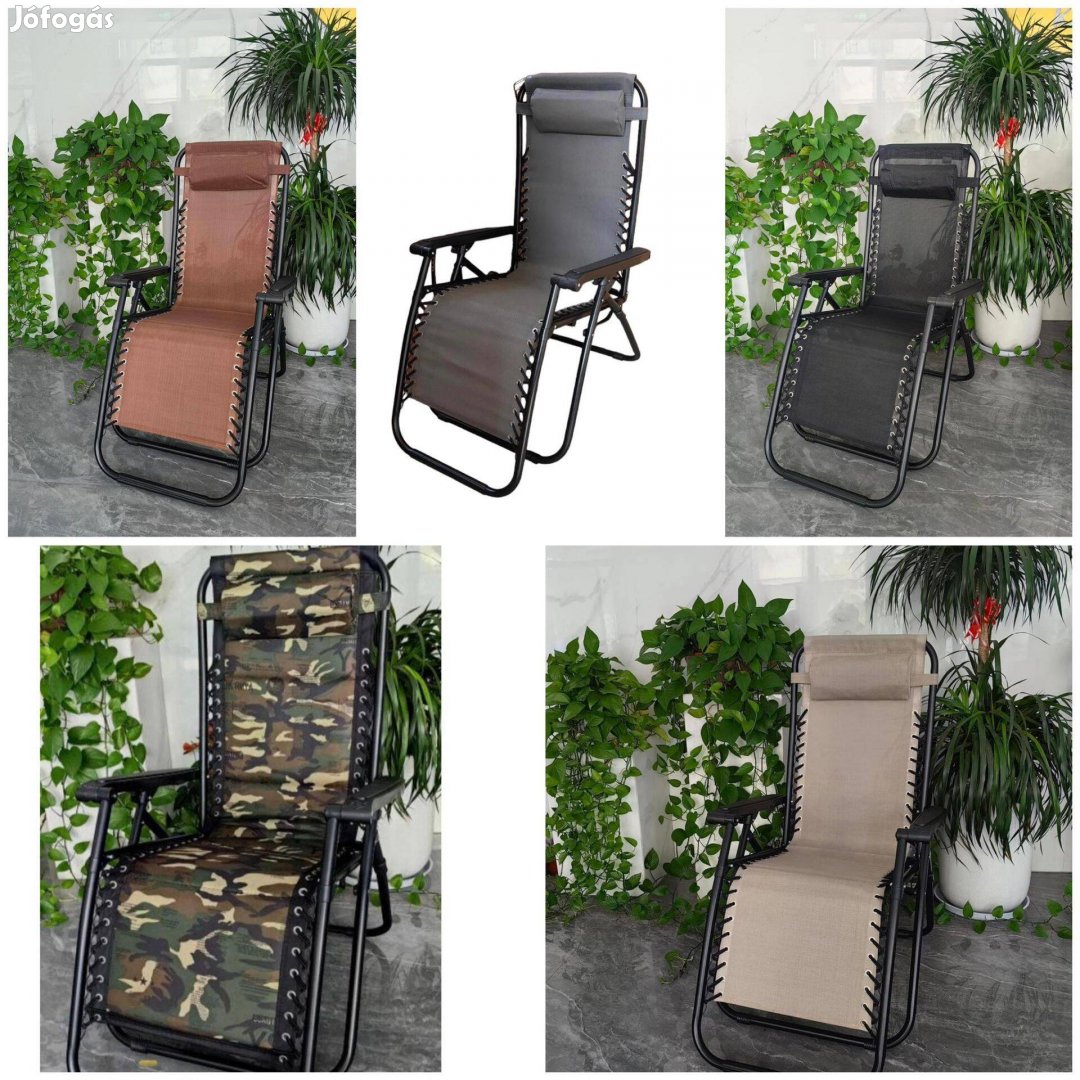 Összecsukható fém kerti napozó szék több színben