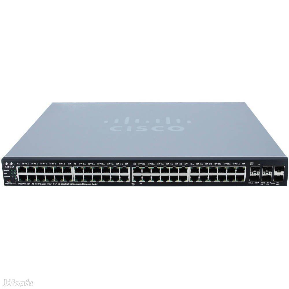 Őszi árak! Cisco SG500X-48P-K9 Gigabit POE switch számlával, garanciáv