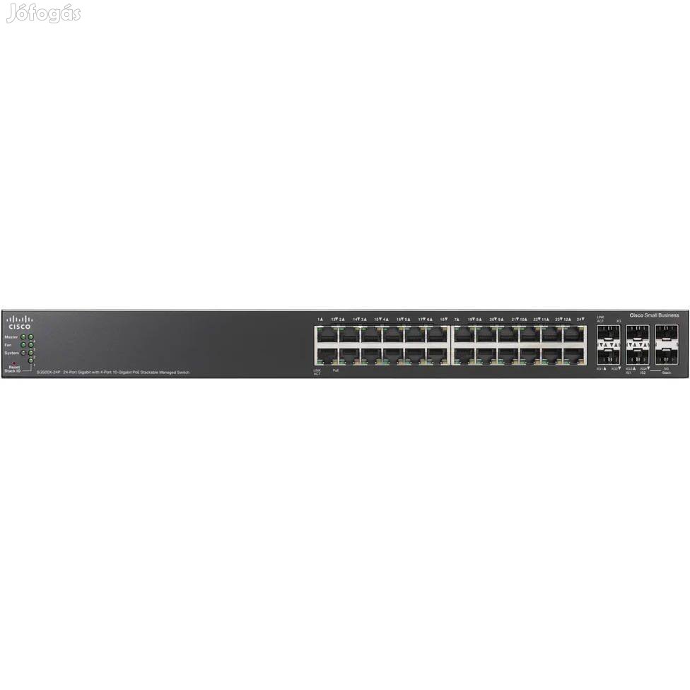 Őszi áron! Cisco SG500X-24P-K9 Gigabit POE switch számlával, garanciáv