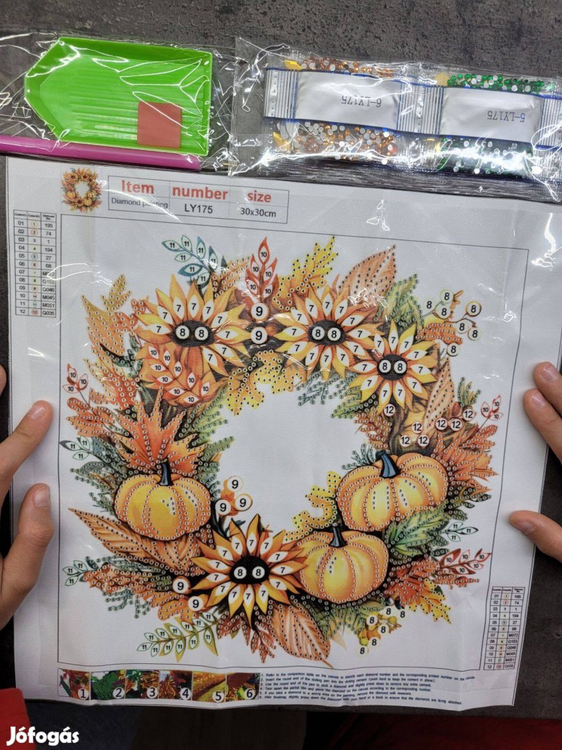 Őszi koszorú gyémántszemes dekoráció tök halloween kép