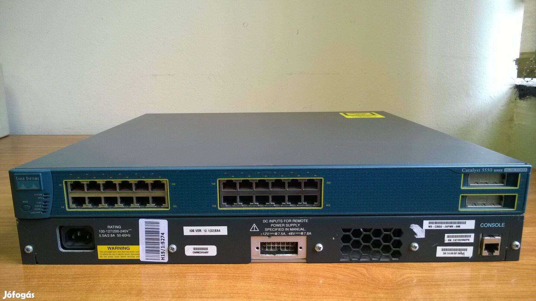 Őszre! Cisco WS-C3550-24PWR-SMI 24 portos switch számlával, garanciáva