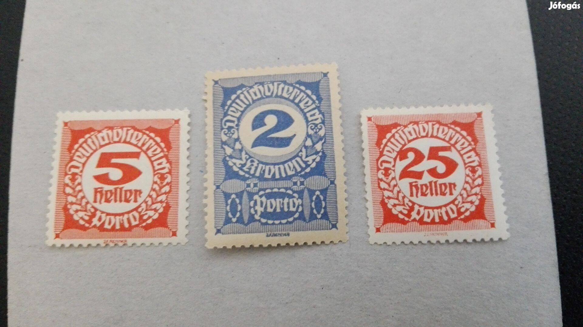 Osztrák Császári Királyi portó bélyegek 3 db II