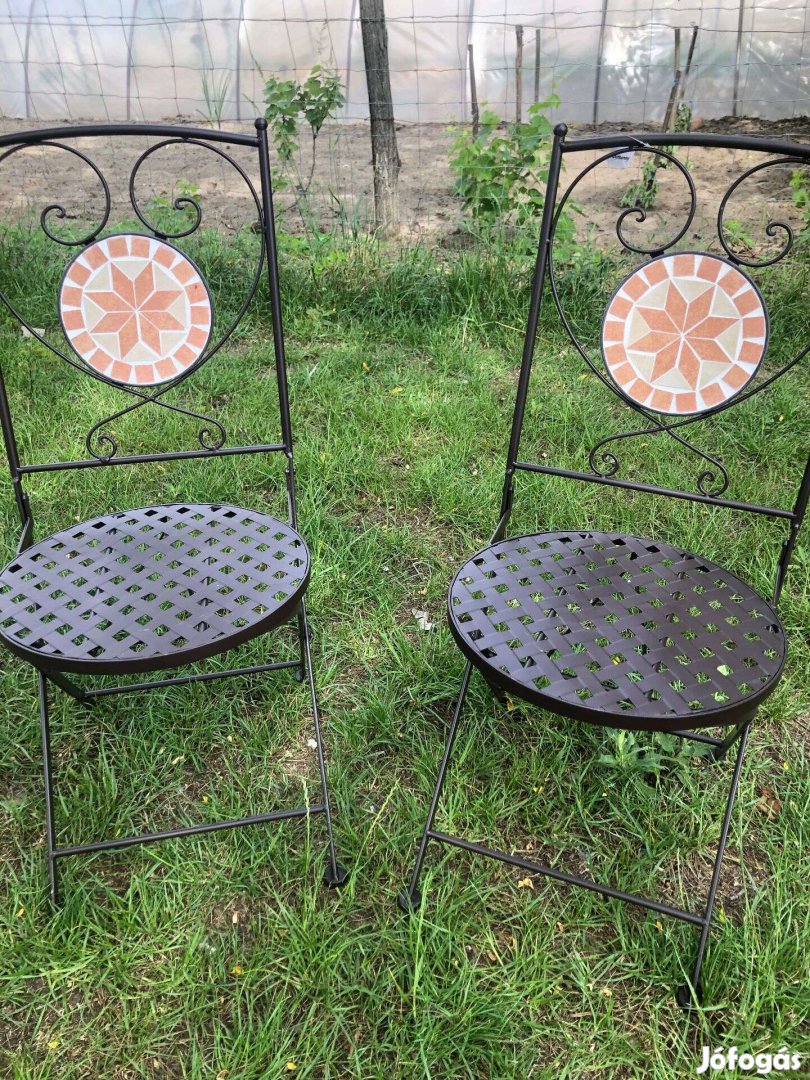 Outsunny 2 részes mozaik bisztró szék kültéri összecsukható