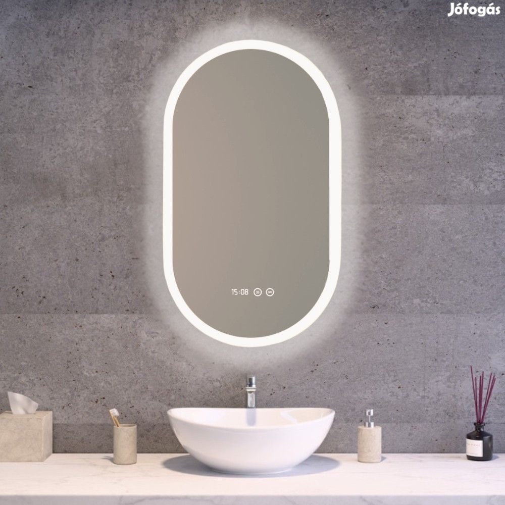 Ovális fürdőszobai LED tükör 50x80cm Páramentesítő -