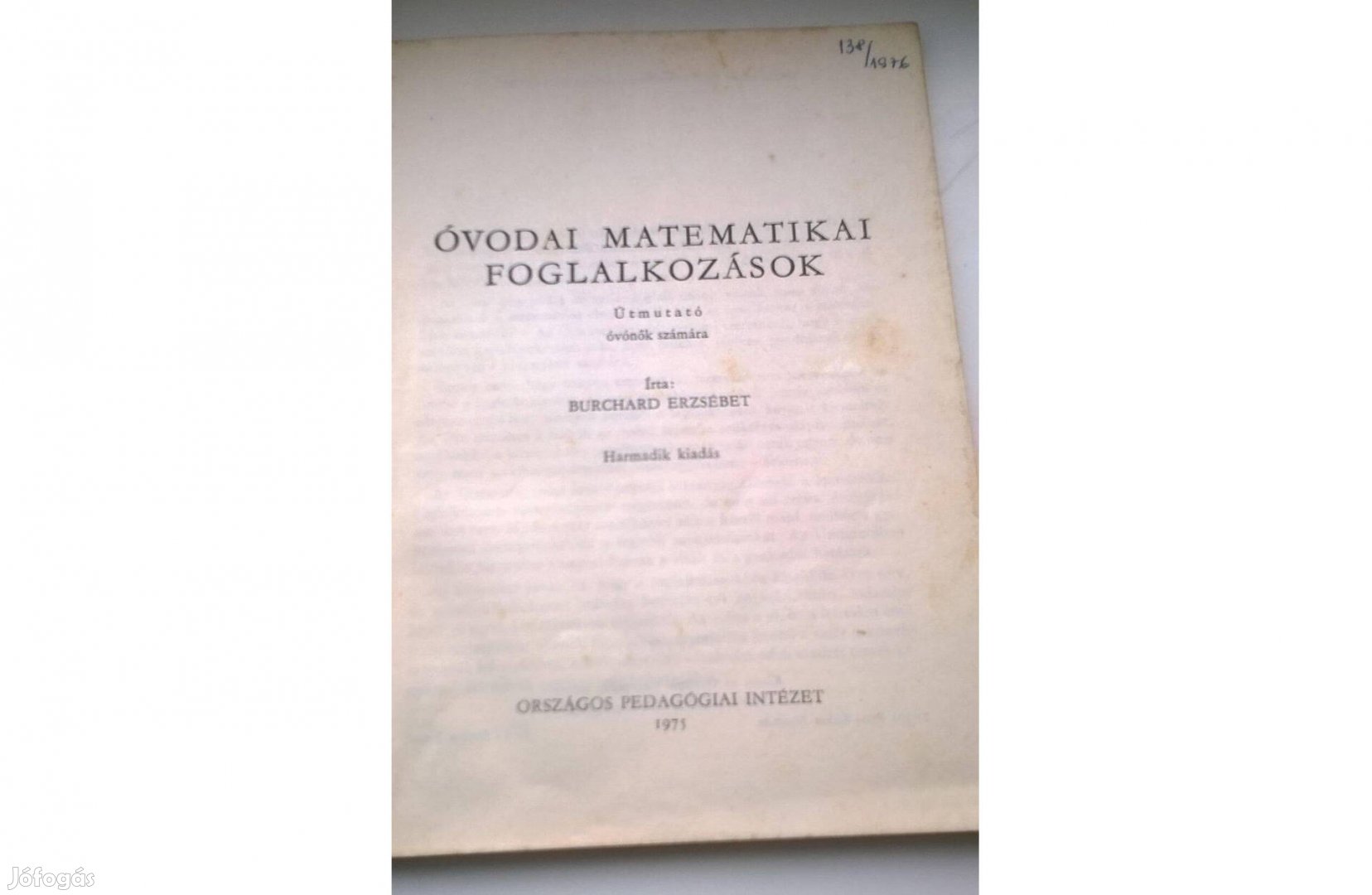 Óvodai matematikai foglalkozások - Útmutató - Írta Burchard E