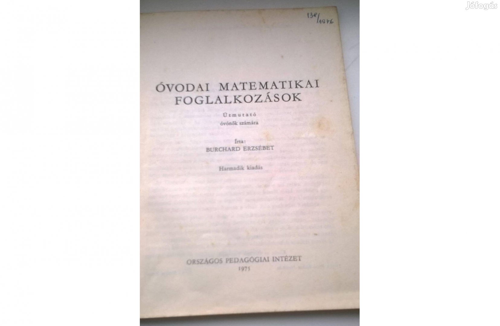 Óvodai matematikai foglalkozások - Útmutató - Írta Burchard E