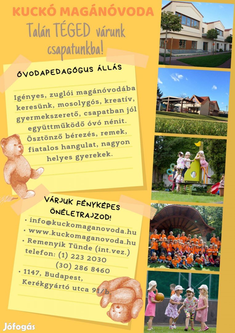 Óvodapedagógus állás zuglói magánóvodában