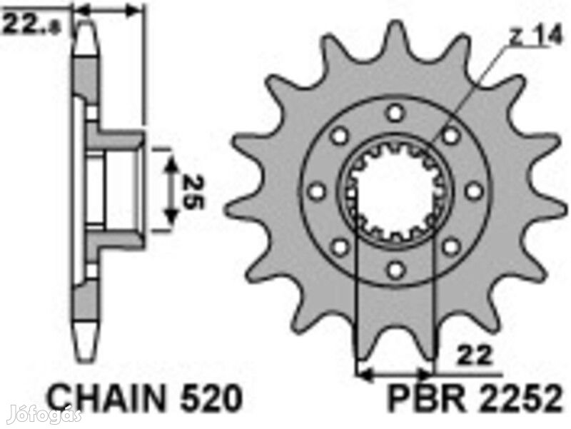 PBR Acél Standard Első Lánckerék 2252 - 520