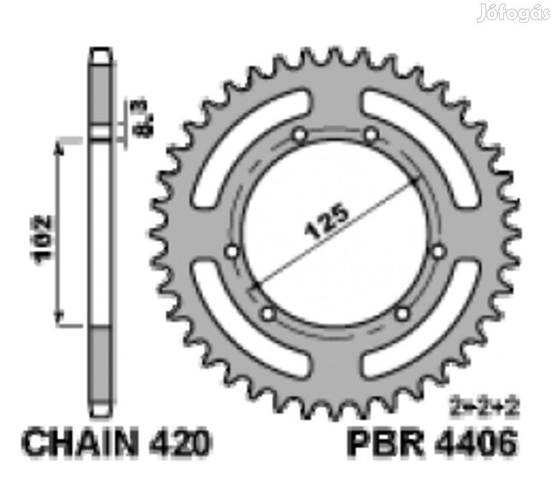 PBR Standard Acél Hátsó Lánckerék 4406 - 420