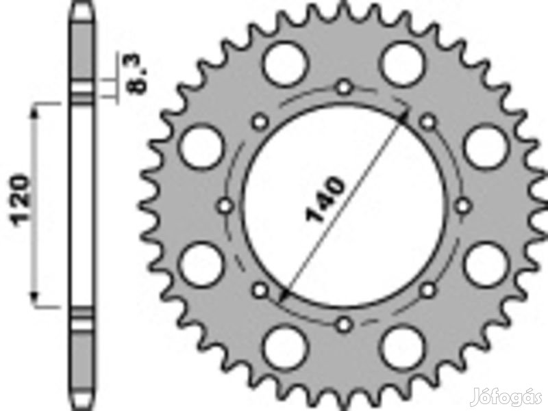 PBR Standard C45 Acél Hátsó Lánckerék 491 - 520