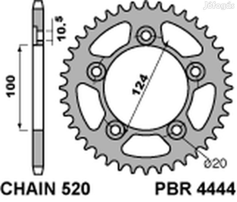 PBR Standard C45 acél hátsó lánckerék 4444 - 520