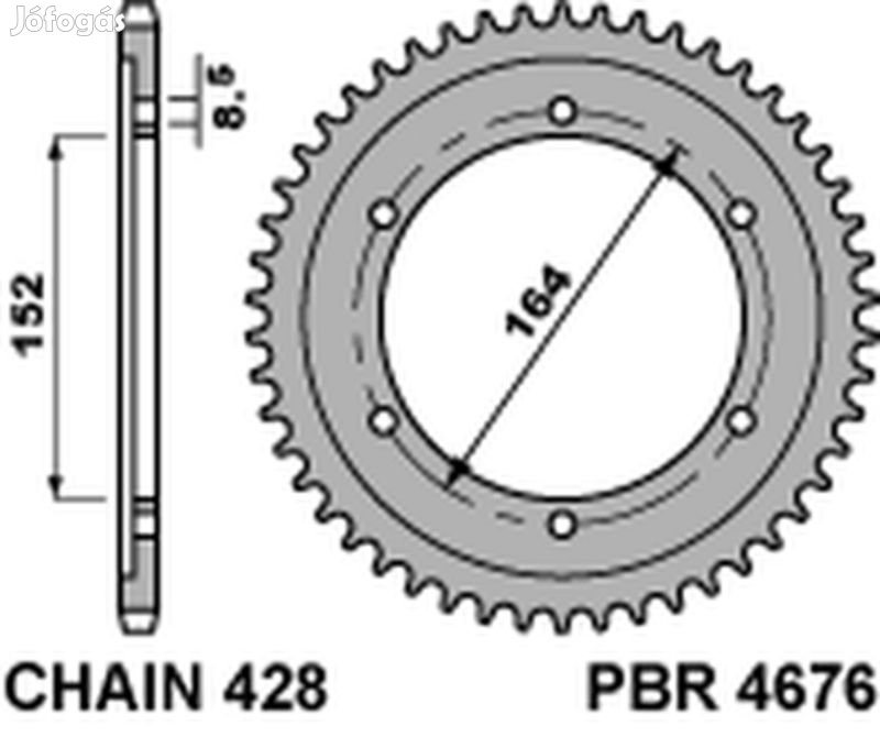 PBR Standard C45 acél hátsó lánckerék 4676 - 428