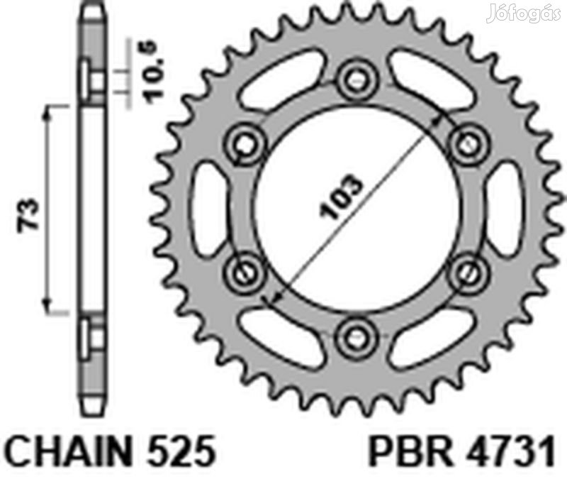PBR Standard C45 acél hátsó lánckerék 4731 - 525