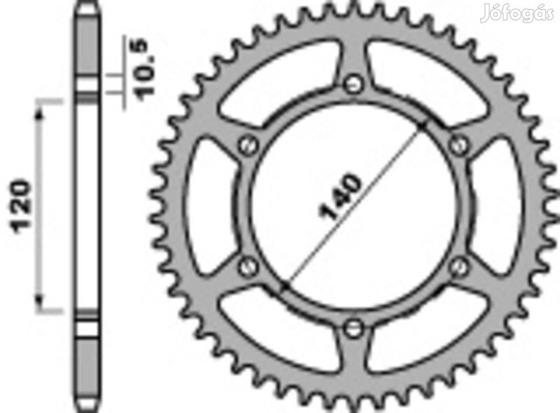 PBR Standard C45 acél hátsó lánckerék 475 - 520