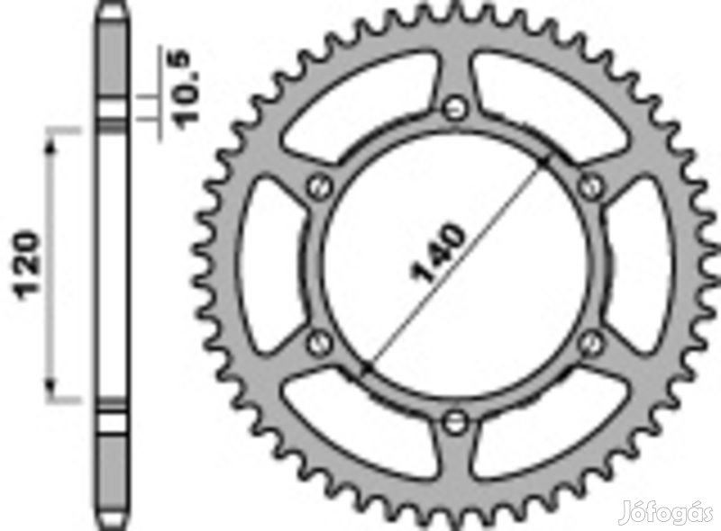 PBR Standard C45 acél hátsó lánckerék 475 - 520