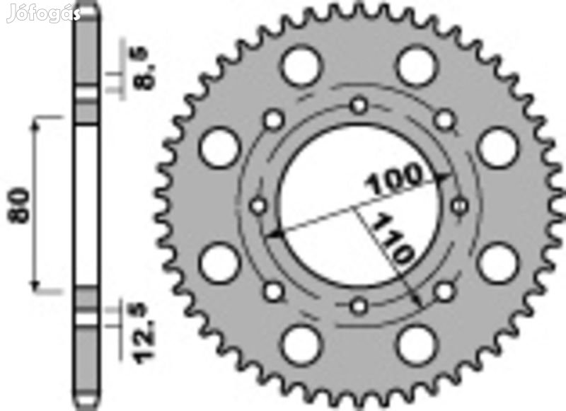 PBR Standard C45 acél hátsó lánckerék 819 - 520