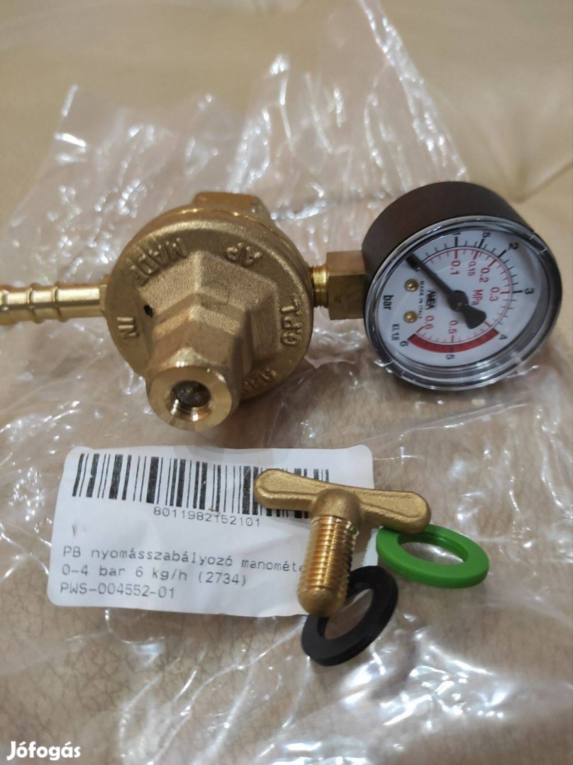 PB nyomásszabályozó manométerrel 0-4 bar 8 kg/h