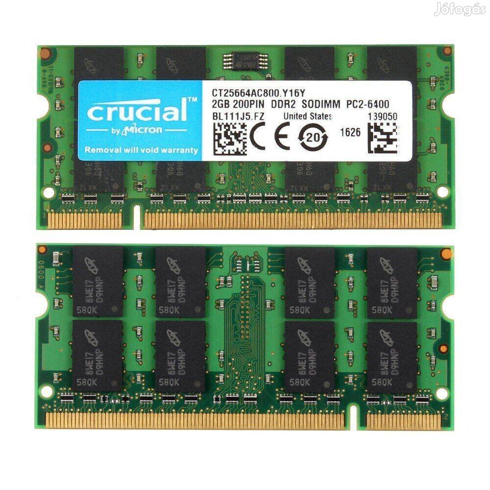 PC2 800Mhz 4GB (2x 2GB)-Laptop RAM - Új