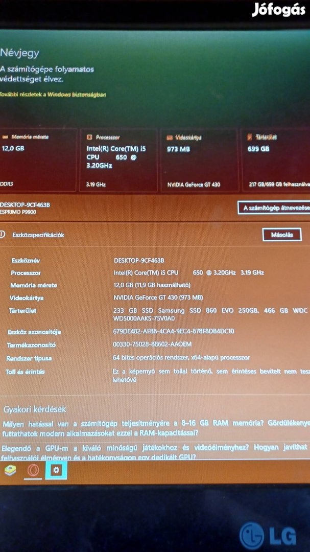 PC Fujitsu i5 3.20GHZ DDR3 12GBSSD 250GB,HDD 500GBVideó 1GB