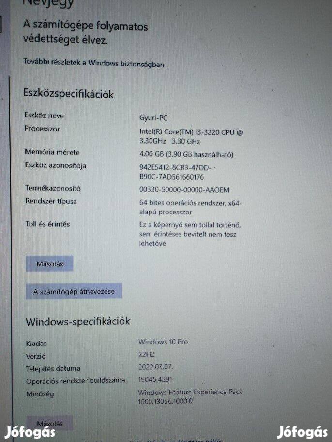 PC Windows 10 Pro-val jó állapotban