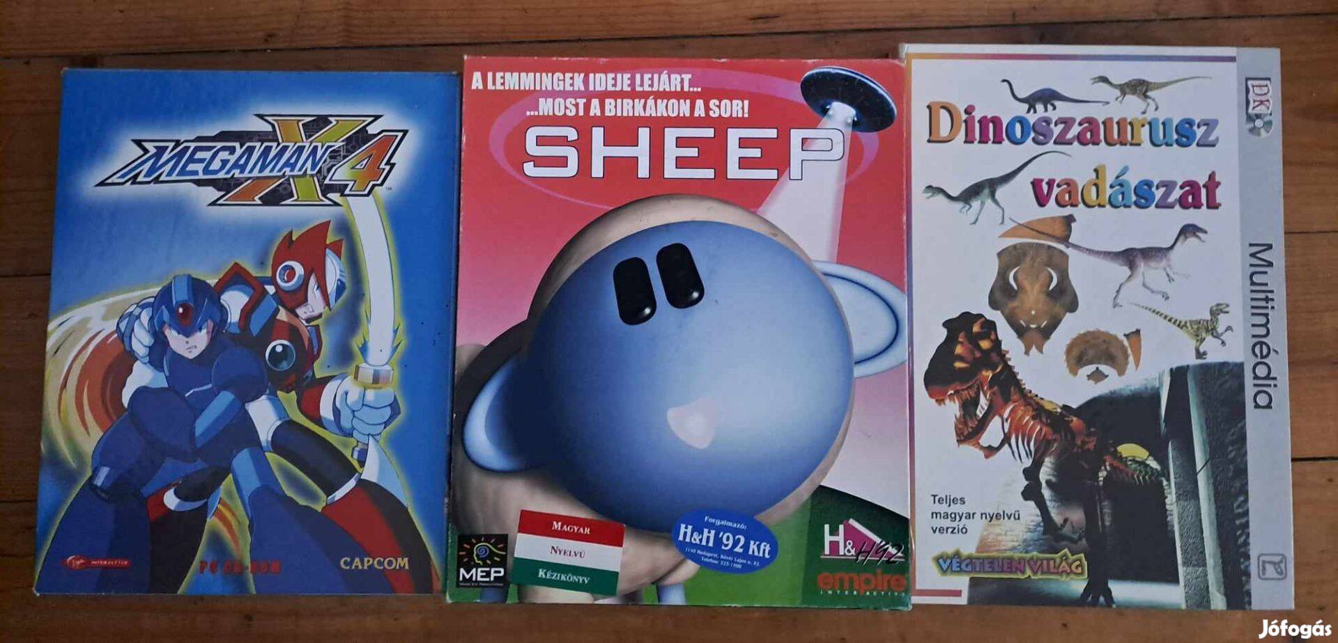 PC játék dobozok: Mega Man X4, Sheep, Dinoszaurusz vadászat