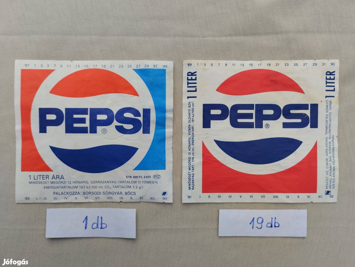 PEPSI üveg címke gyűjtemény 20 db-os gyűjtőnek