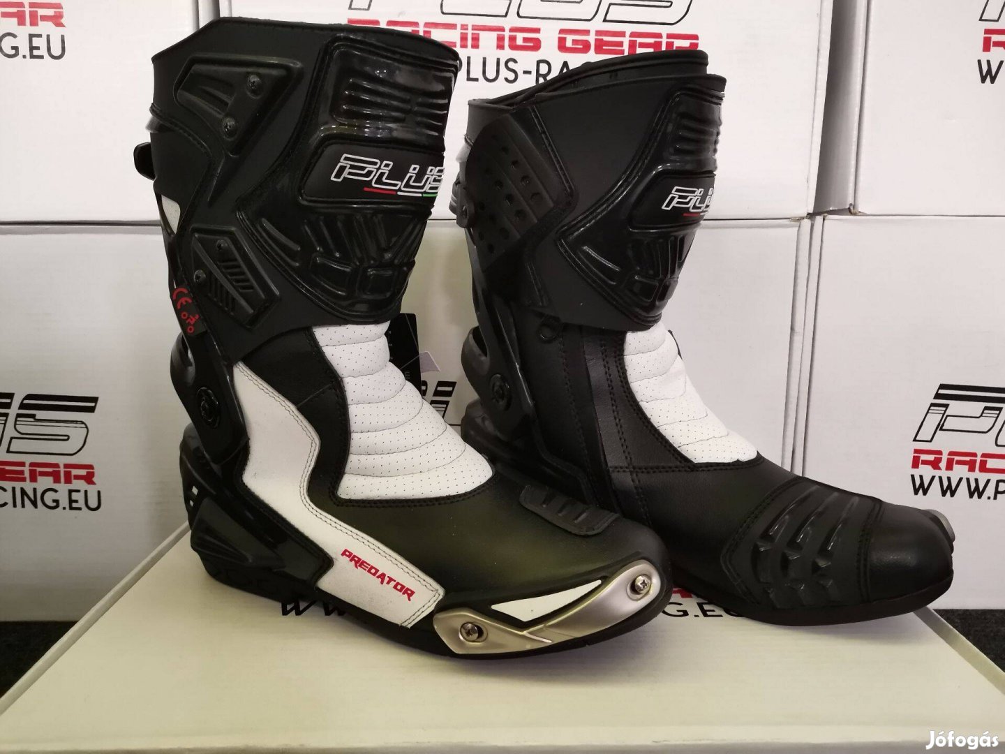 PLUS Racing Predator motoros sport csizma (fehér)