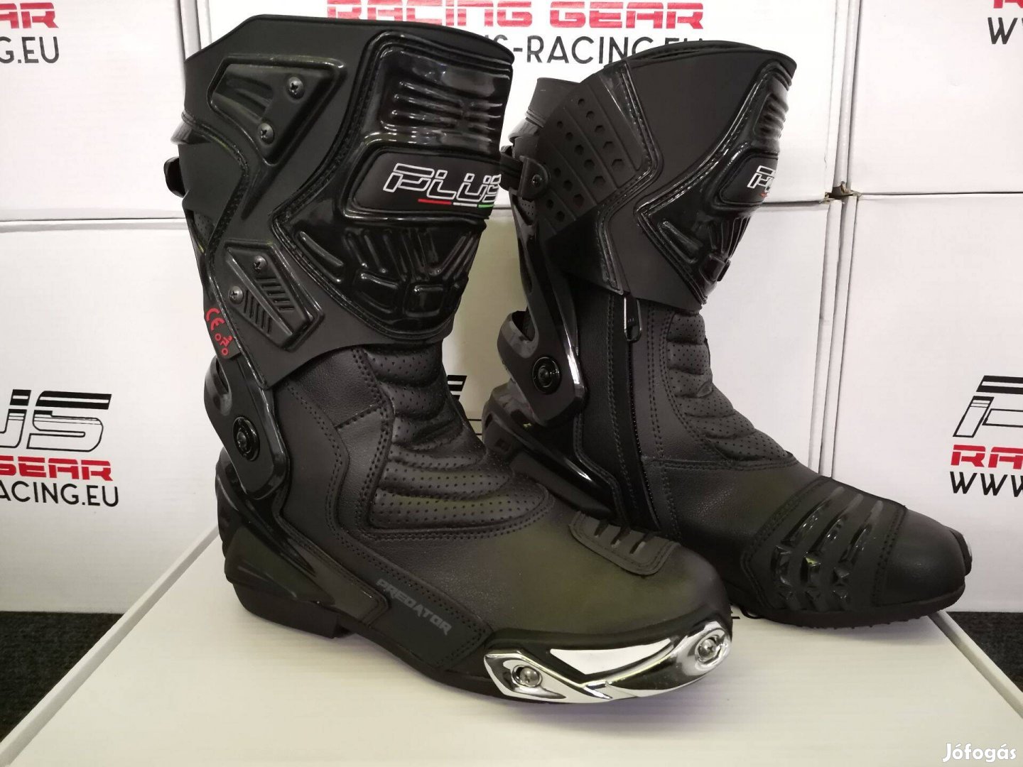 PLUS Racing Predator motoros sport csizma (fekete)