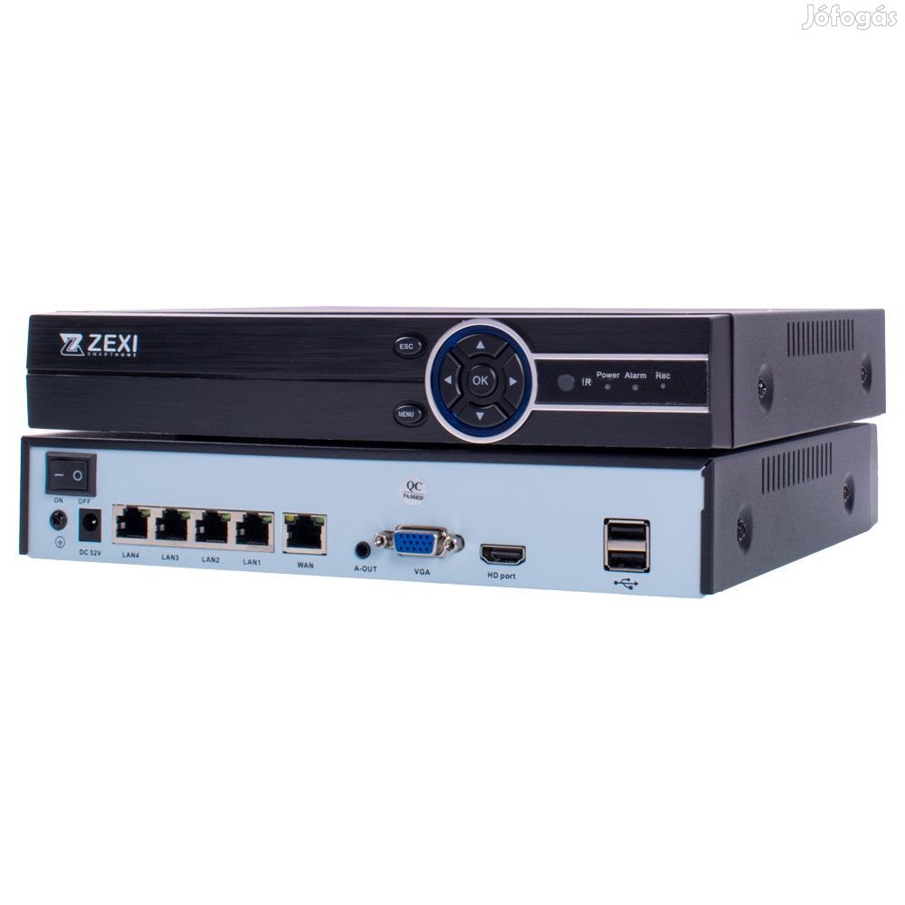 POE NVR 4CH 5MP H.265+ Arcfelismerés, ONVIF hálózati videofelvevő POE