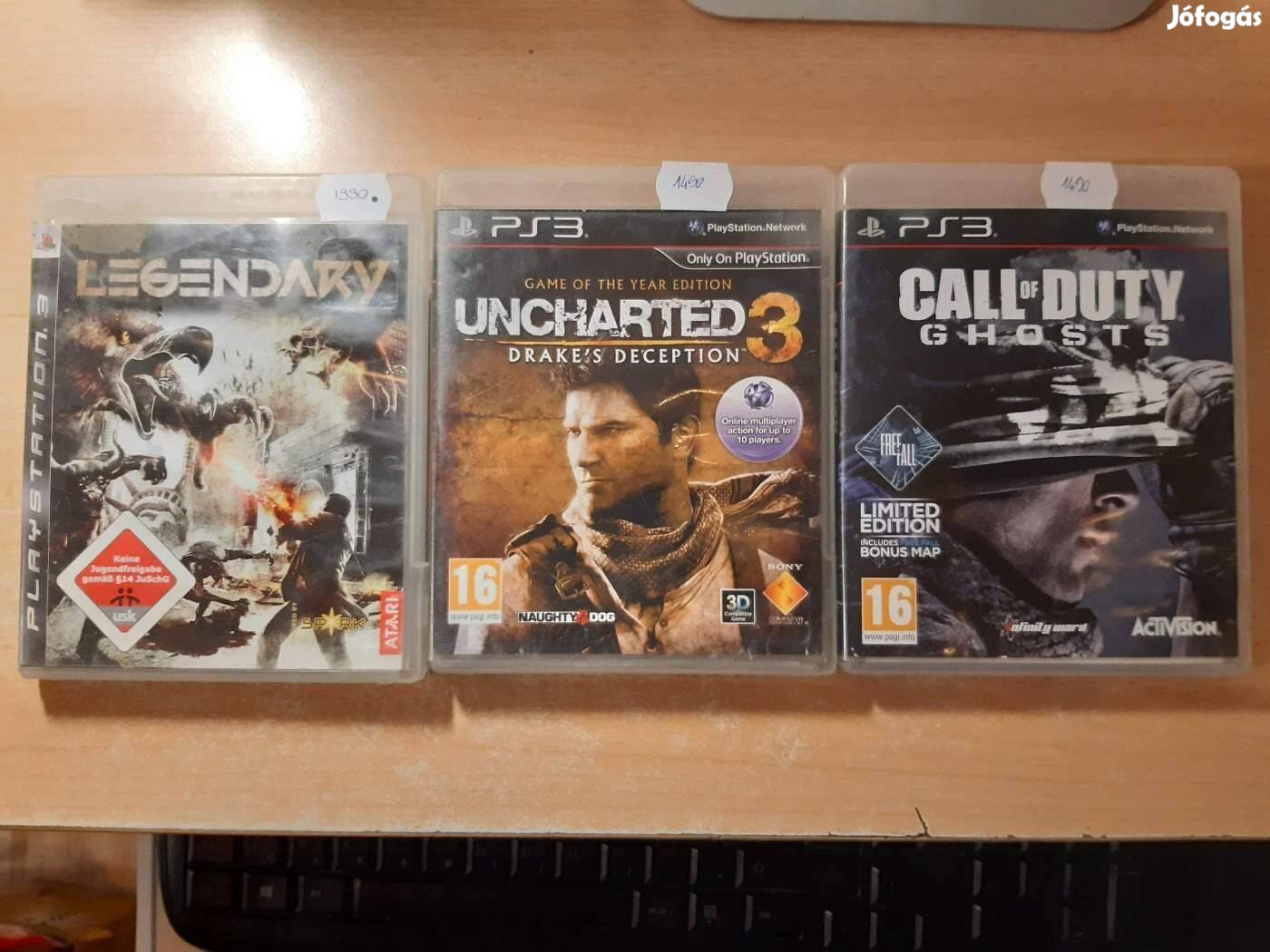 PS3 Legendary, Uncharted 3, Call of Duty Ghosts Playstation 3 játékok