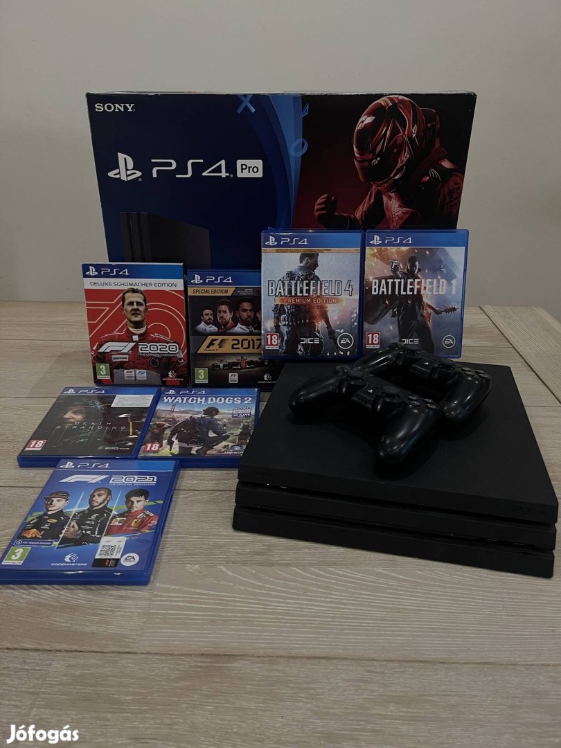 PS4 Pro 1TB + 2 kontroller + 7 játék