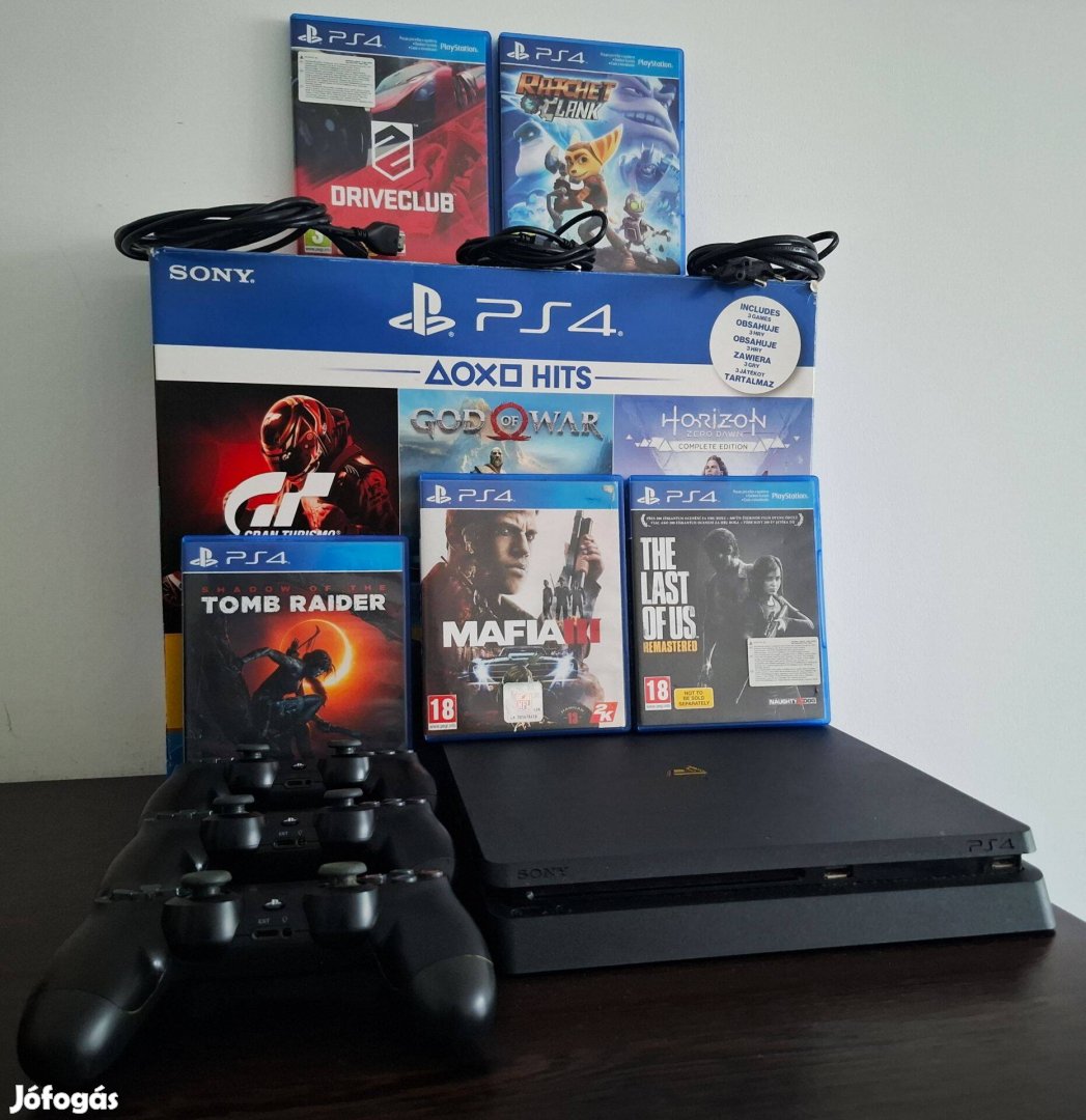 PS4 Slim + 3db gyári kontroller + 5db játék! Számla/Garancia/Foxpost!